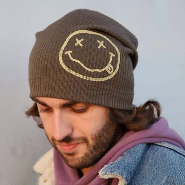 19830 IT NoNoNo beanie muts Grunge style met nirvana zeefdrukprint