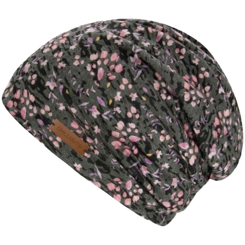 19897 CH Chillouts beanie muts Linz Flowers dark grey in one size