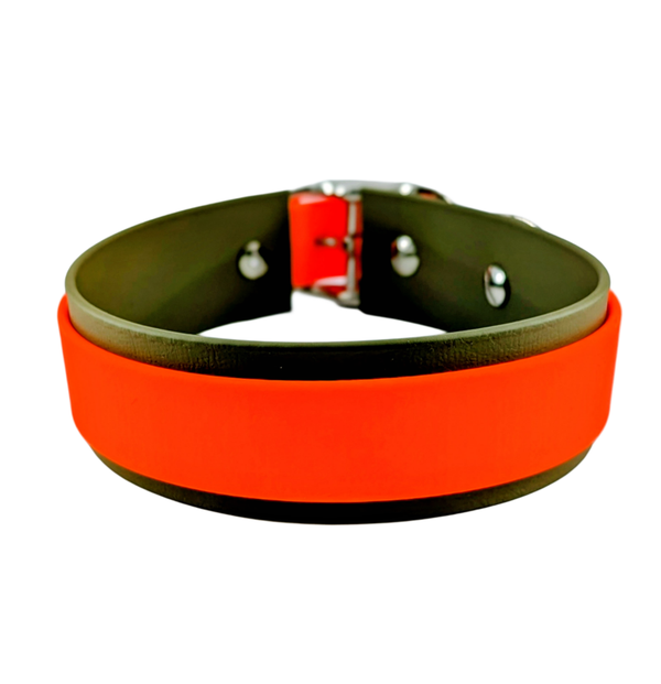 Biothane Halsband mit Doppelsteg zweifarbig 3,8 cm breit Größe 38-44cm