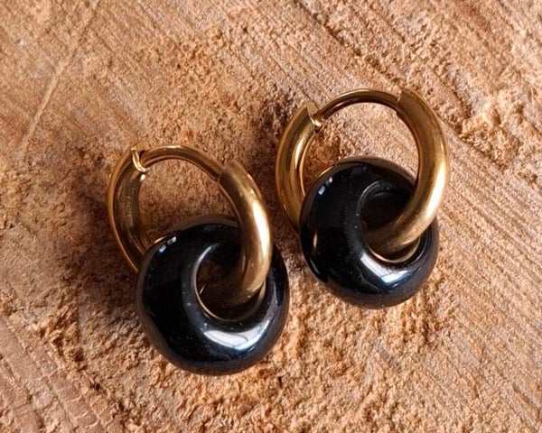 Obsidiaan oorringen