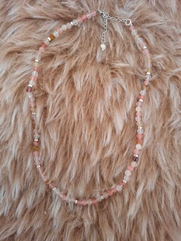 Agaat zilverkleurige ketting