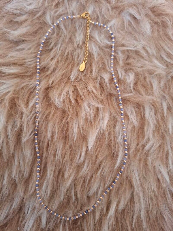 Blauwe aventurijn goudkleurige ketting