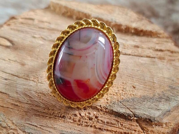 Roze agaat ring