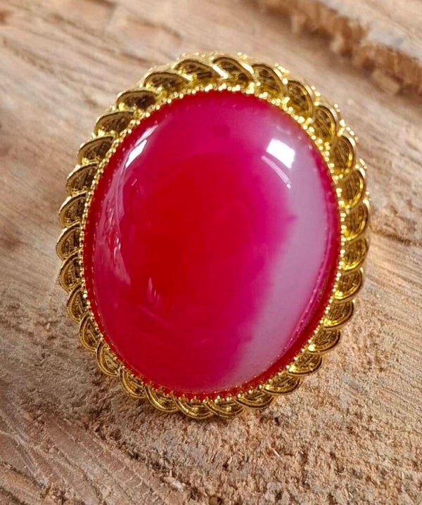 Roze agaat ring
