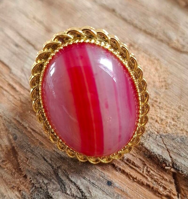 Roze agaat ring