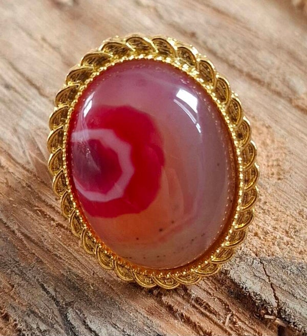 Roze agaat ring