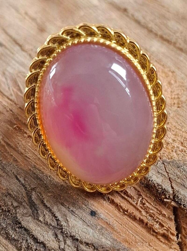 Roze agaat ring