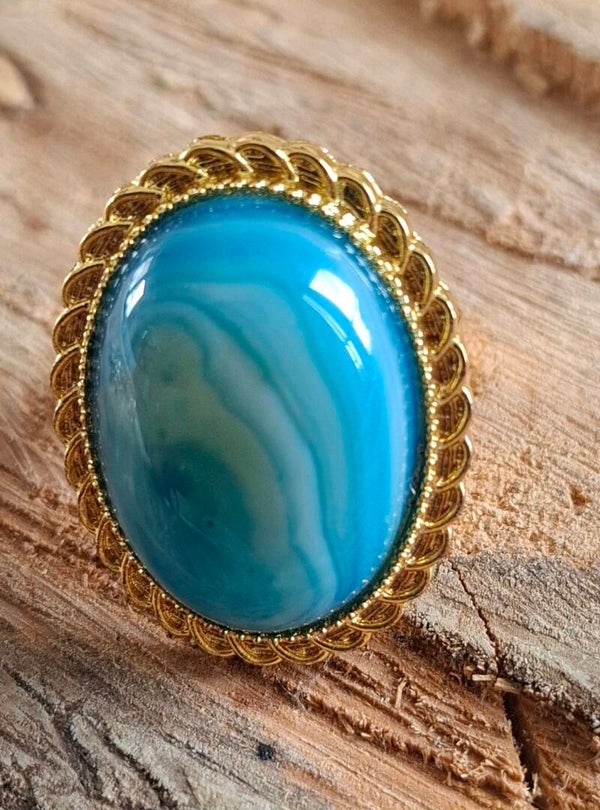 Blauwe agaat ring