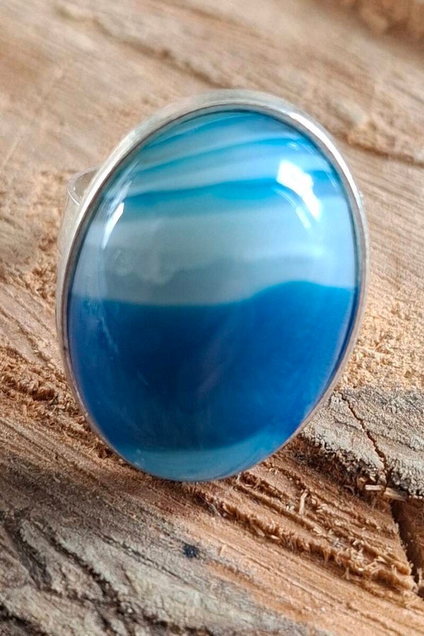 Blauwe agaat ring