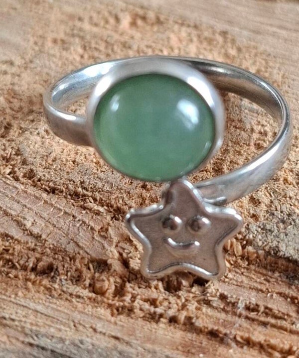 Aventurijn kids ring zilver
