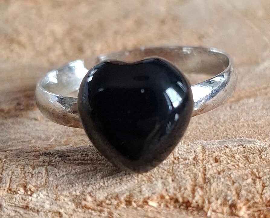 Obsidiaan hart ring