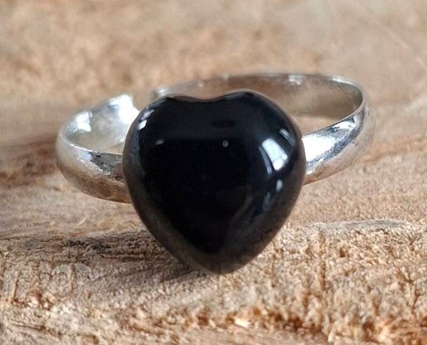 Obsidiaan hart ring