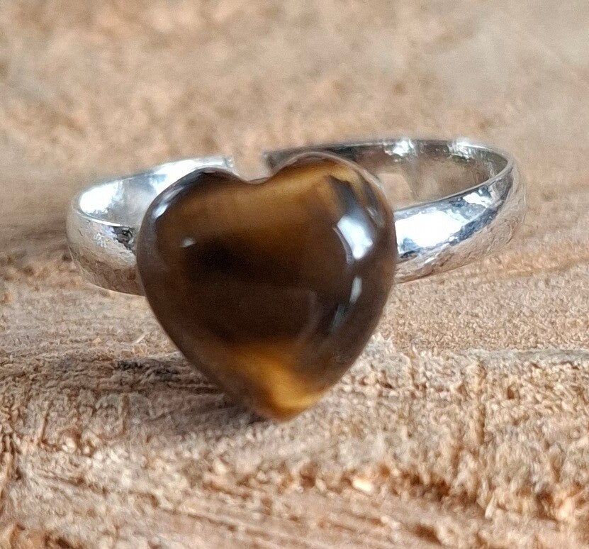 Tijgeroog hart ring