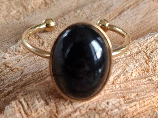 Obsidiaan ovale ring