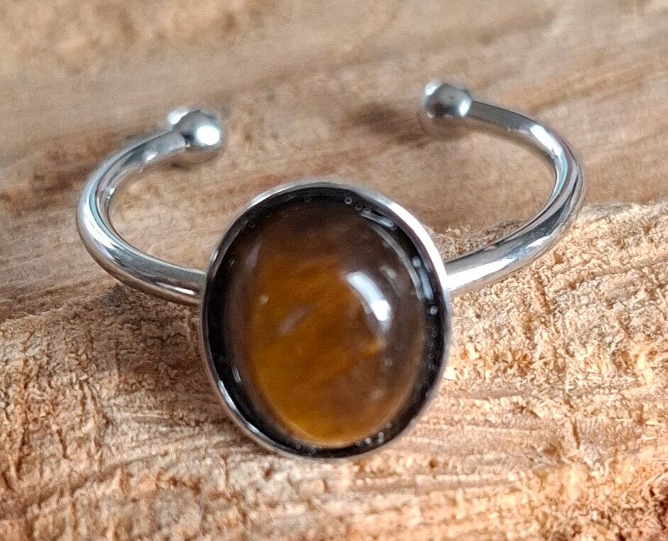 Ovale tijgeroog ring