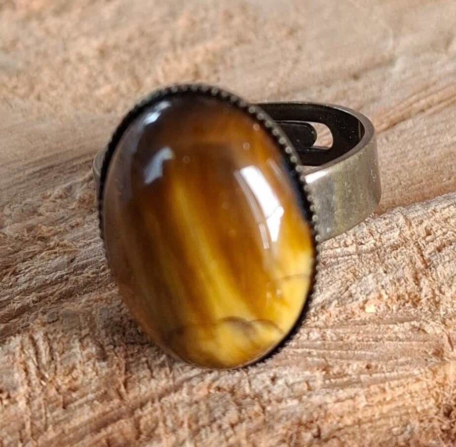 Tijgeroog ovale ring