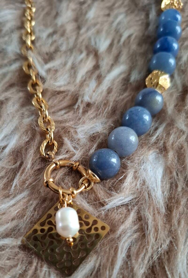 Statement ketting blauwe aventurijn