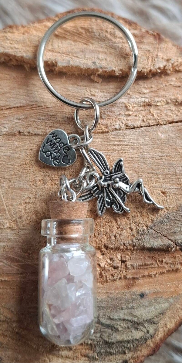 Rozenkwarts sleutelhanger