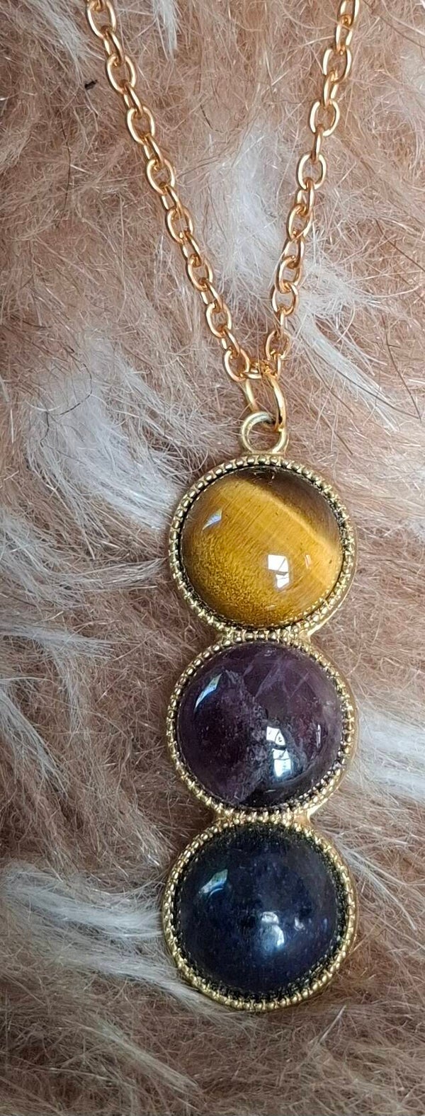Edelsteen ketting goudkleurig