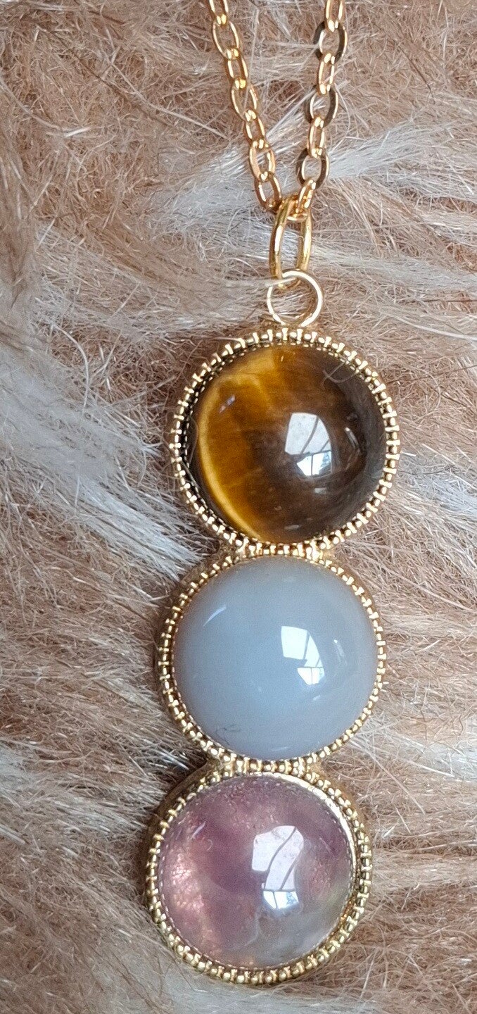 Edelsteen ketting goudkleurig