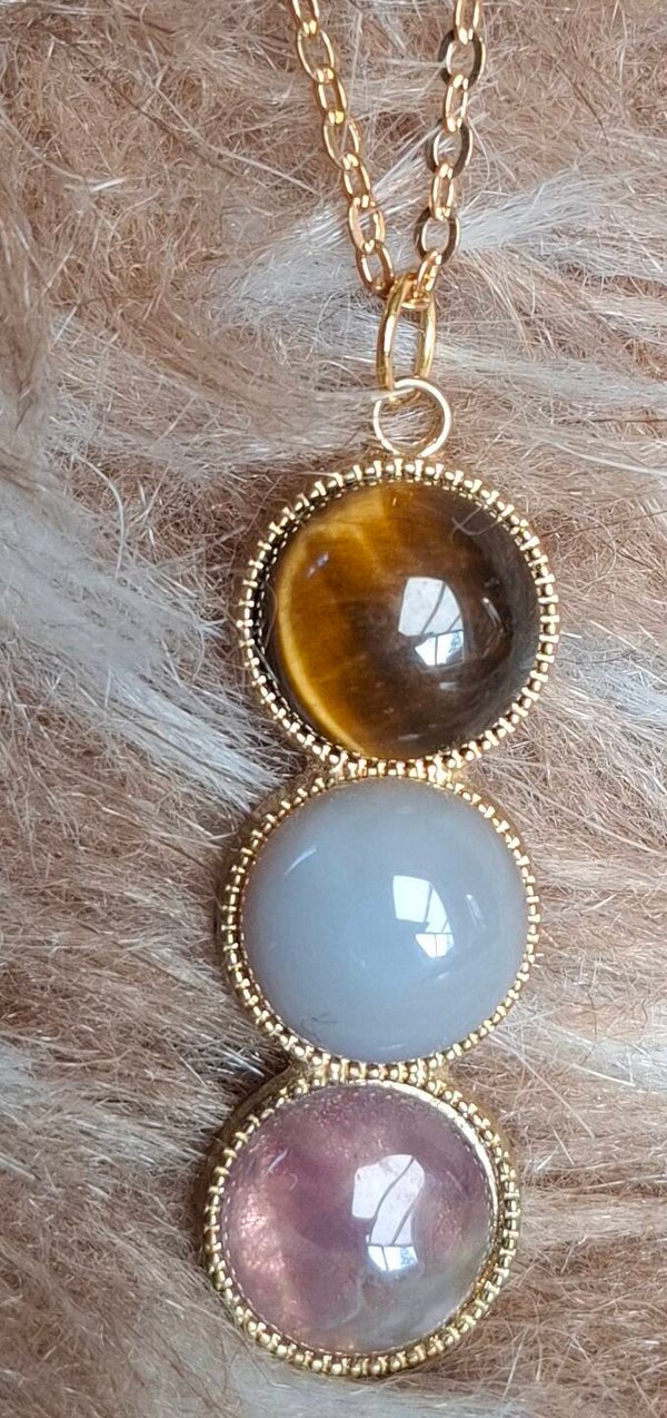 Edelsteen ketting goudkleurig