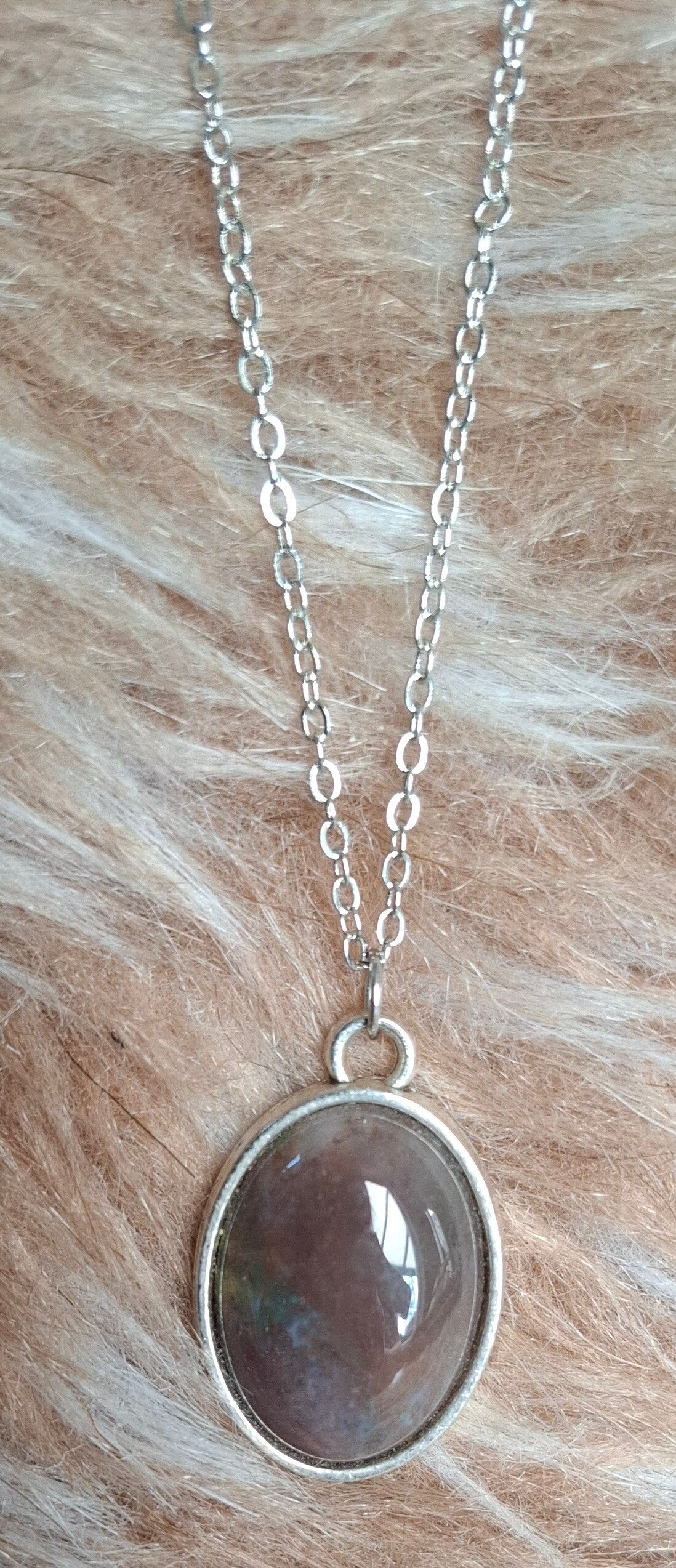 Indian agaat ketting zilverkleurig