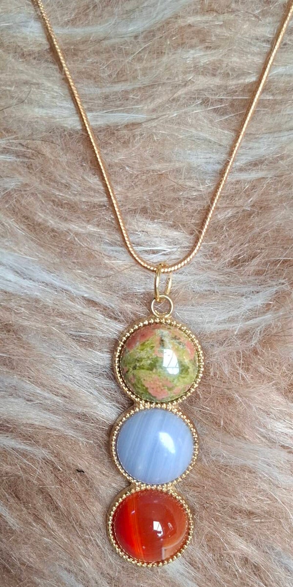 Edelsteen ketting goudkleurig