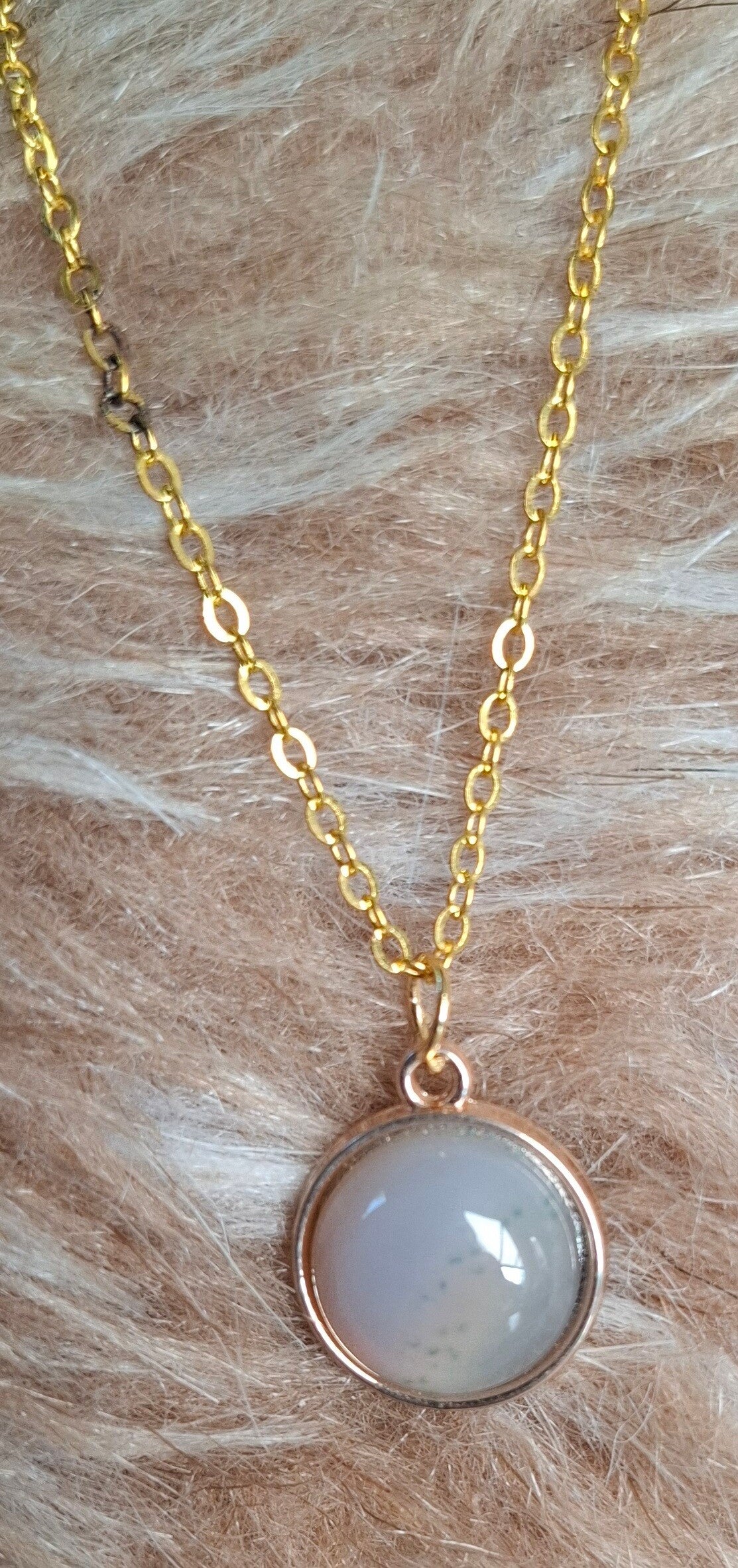 Agaat ketting goudkleurig