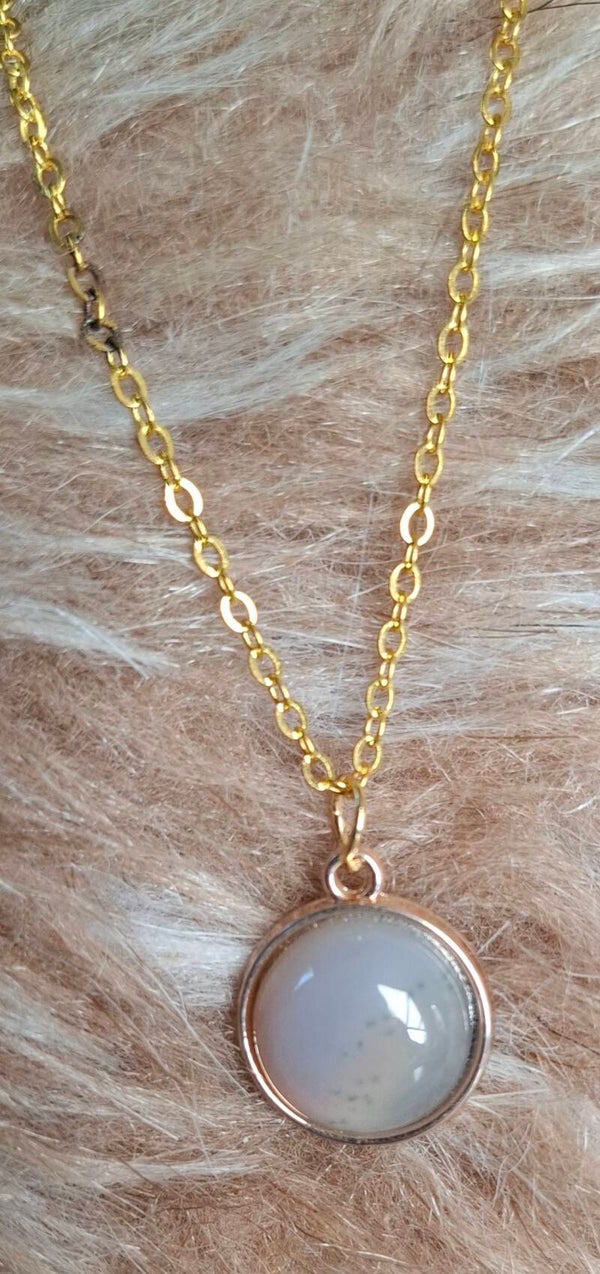 Agaat ketting goudkleurig