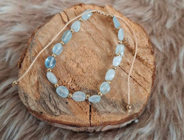 Aquamarijn nugget armband