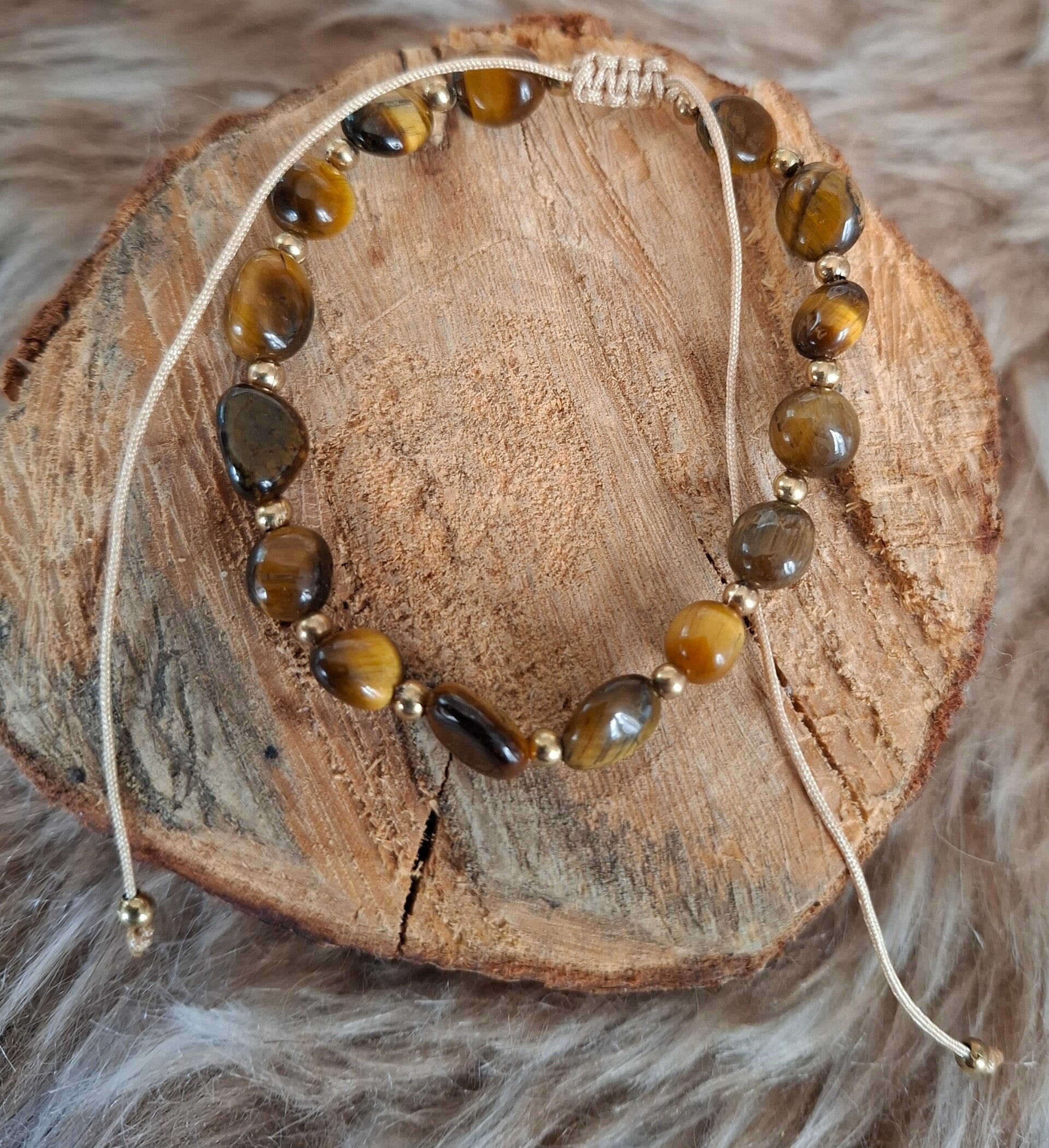 Tijgeroog nugget armband