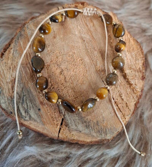 Tijgeroog nugget armband