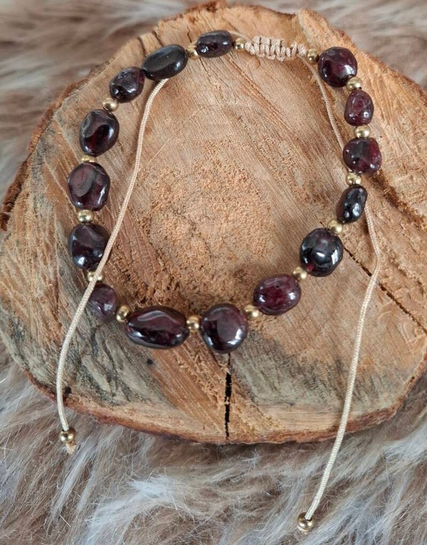 Granaat nugget armband