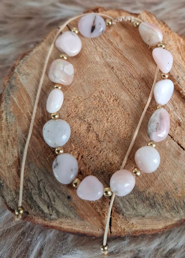 Roze Opaal nugget armband