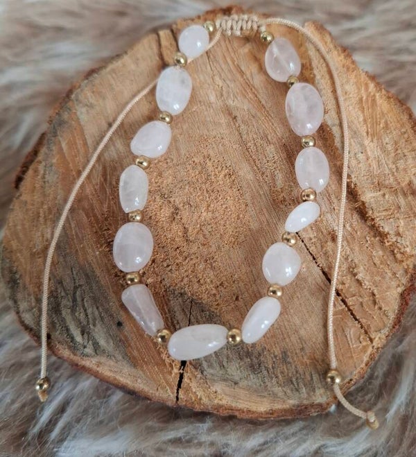 Rozenkwarts nugget armband
