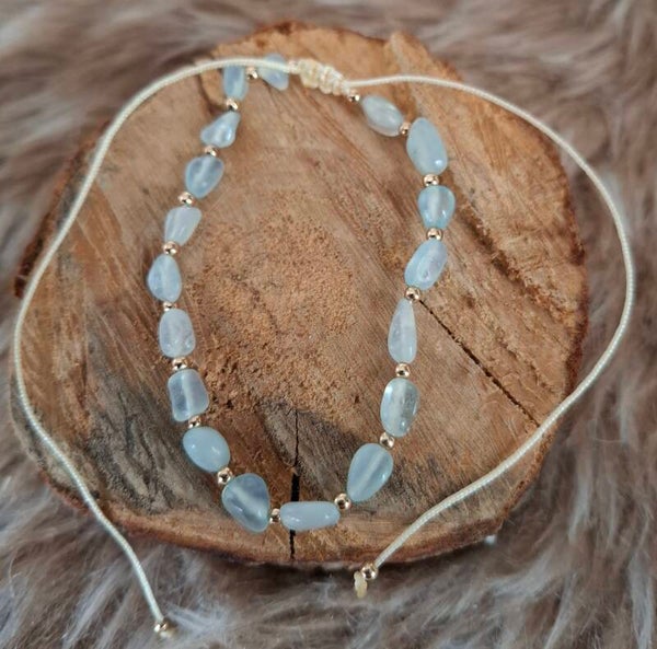 Aquamarijn nugget armband