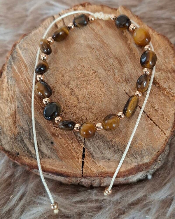Tijgeroog nugget armband