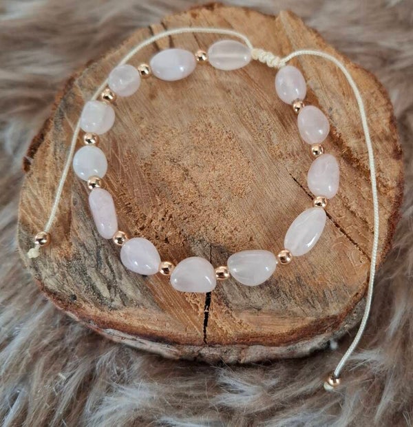 Rozenkwarts nugget armband