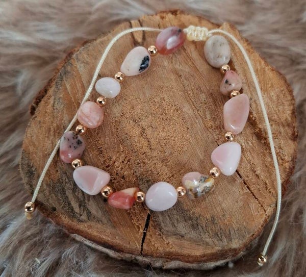 Roze Opaal nugget armband