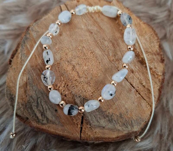 Maansteen nugget armband