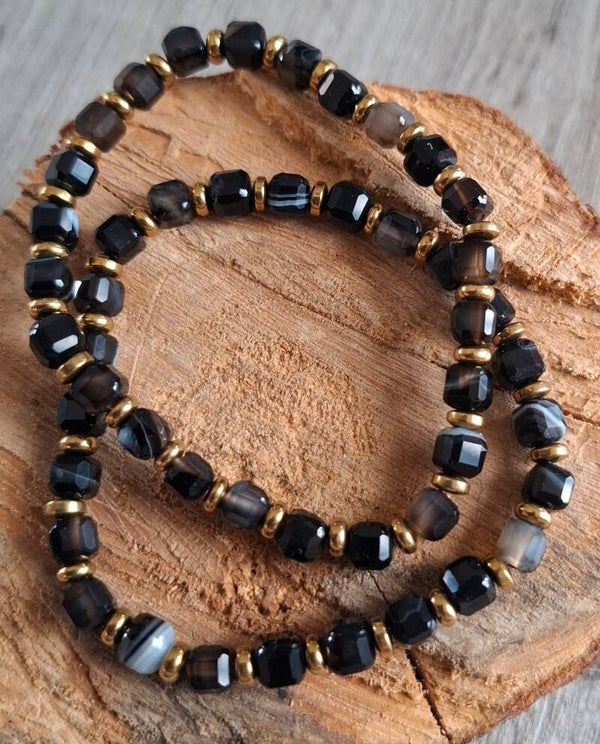 Zwarte agaat armband
