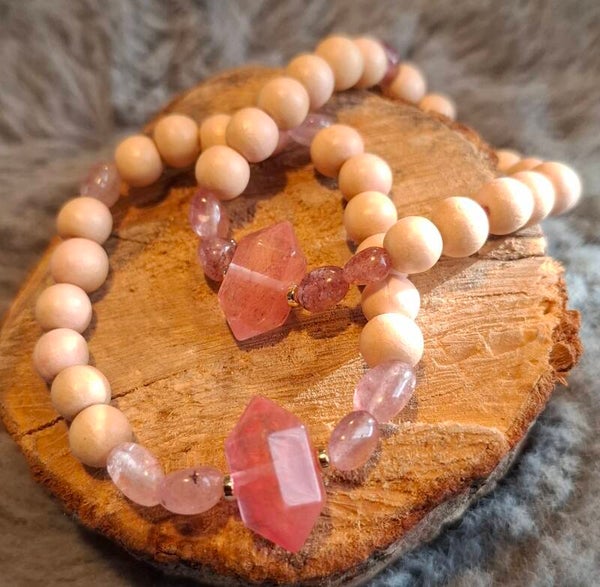 Watermeloen Kwarts armband
