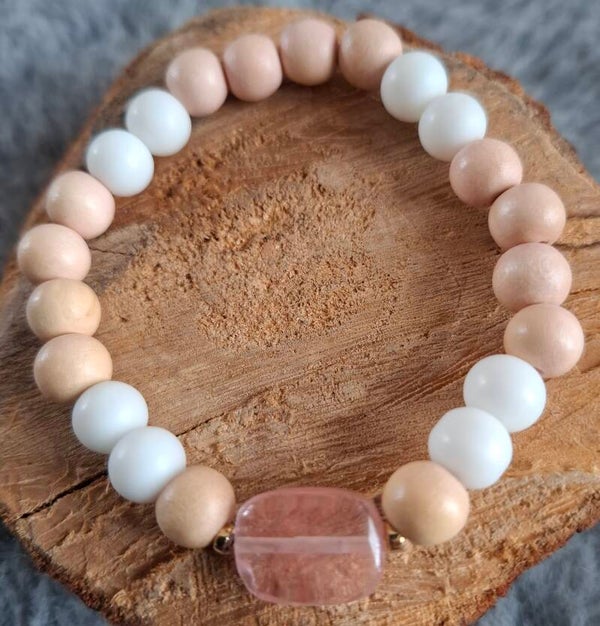 Watermeloen Kwarts armband