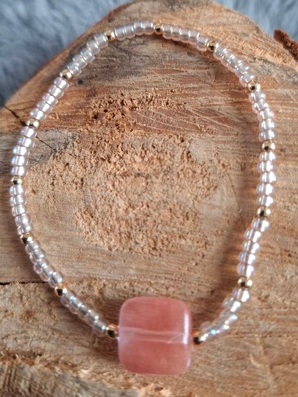 Watermeloen Kwarts armbandje