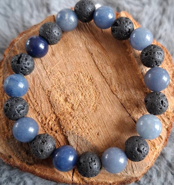 10mm lava en blauwe aventurijn