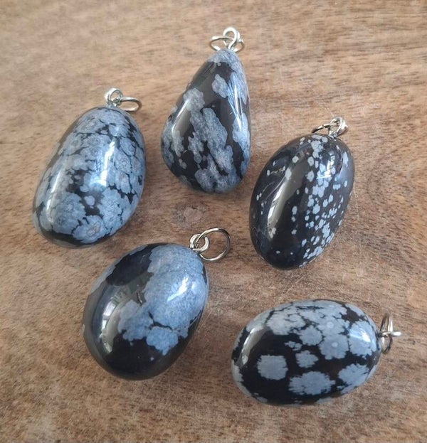 Sneeuwvlok obsidiaan hanger