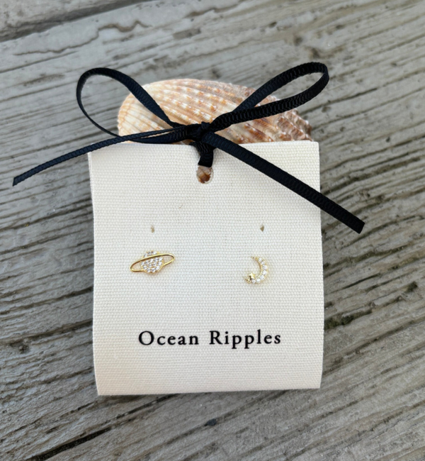 14ct Gold Plated Mismatch Planet Earrings