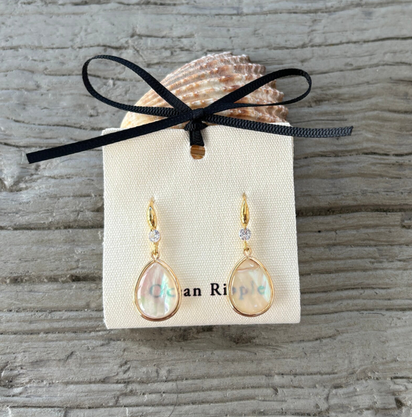 14ct Gold Plated Mother of Pearl Drop Earrings