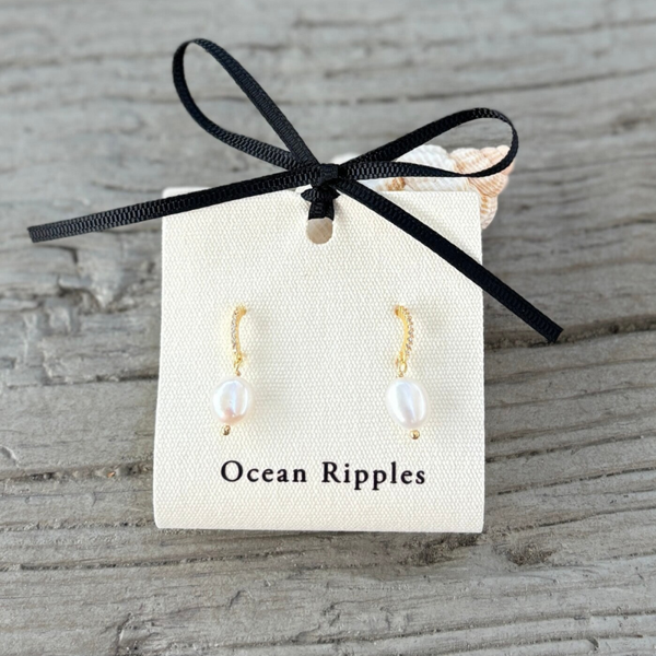 14ct Gold Plated Vintage Pearl Drop Earrings