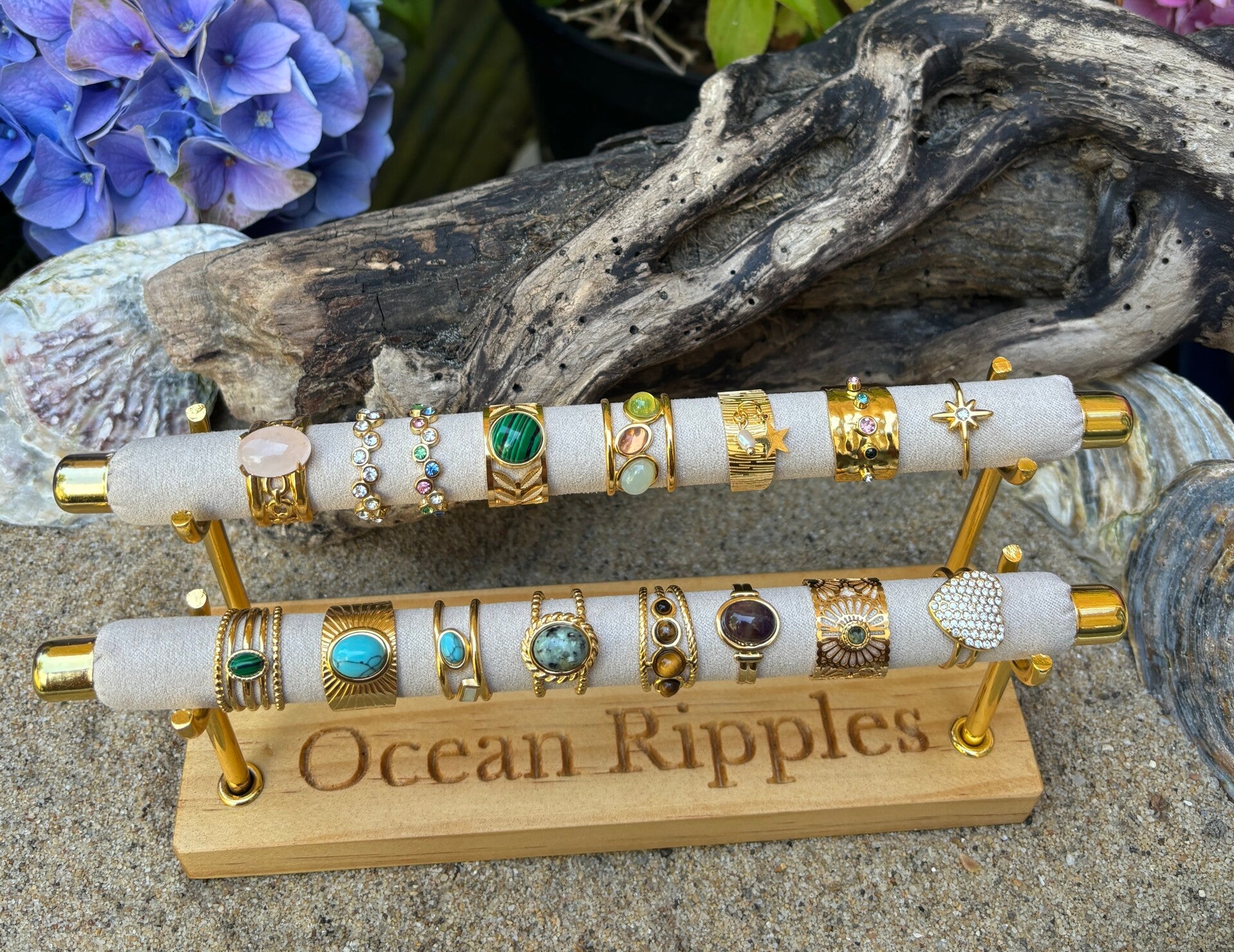 Ocean Ripples Two Tiers Ring Stand